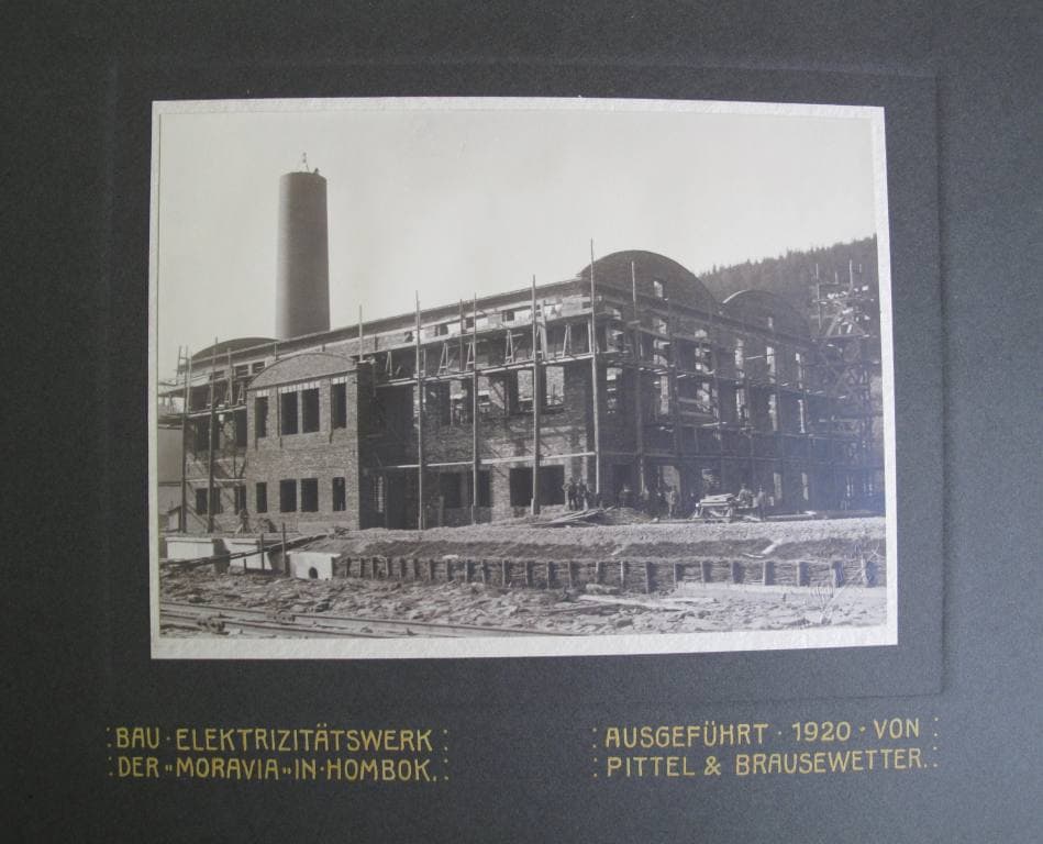 Stavba elektrárny Moravie v Hlubočkách (1920, foto: Adolf Wasservogel)