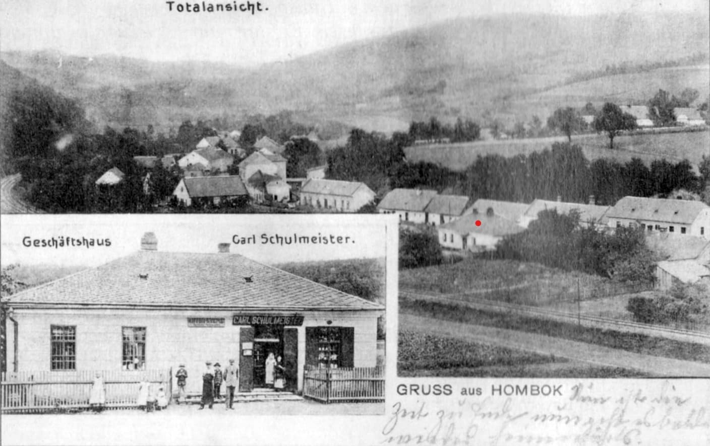 Historická pohlednice z Hluboček z období 1898 – 1909