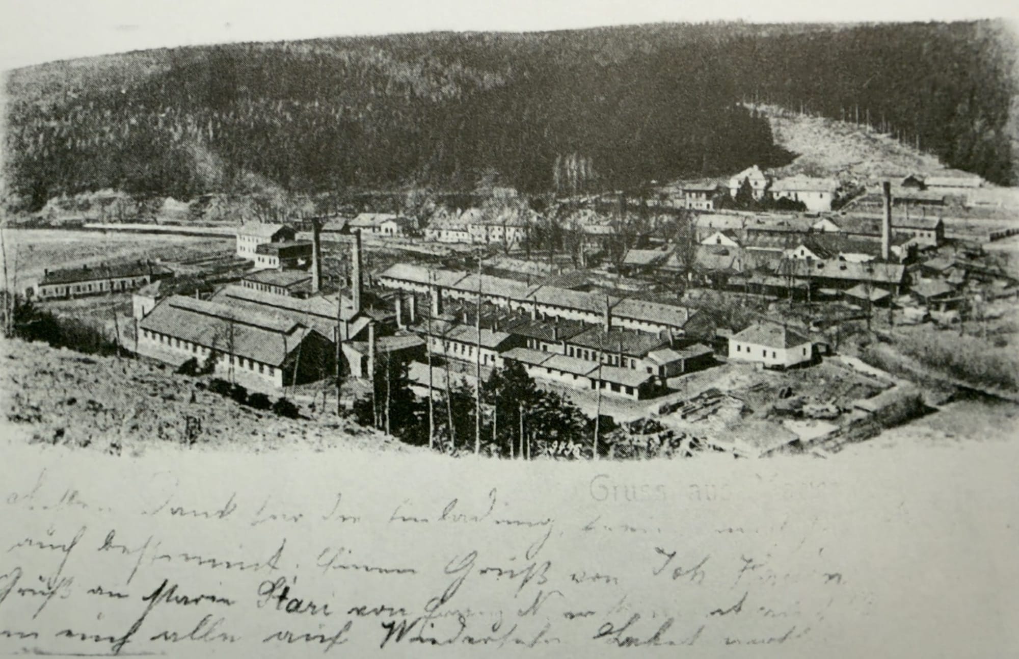 Mariánské Údolí s továrnou Moravia před rokem 1905